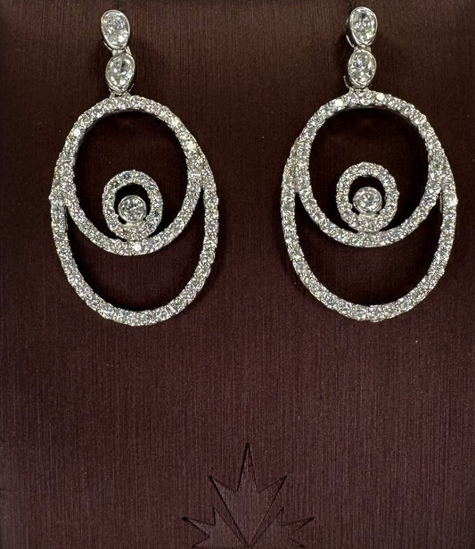 Sterling Silver Triple Oval  Earrings