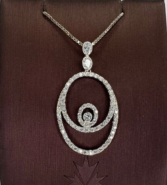 Sterling silver Triple Oval Necklace CZ
