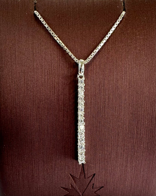 Sterling silver Straight Line Necklace CZ