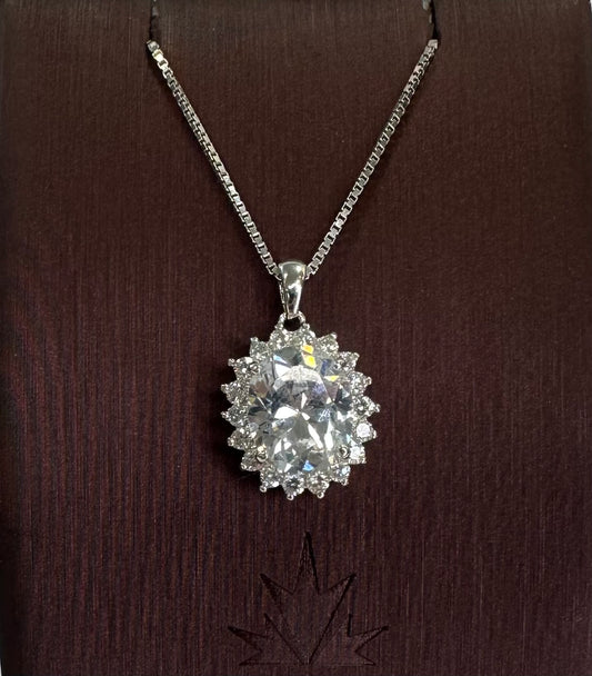 Sterling silver Oval Necklace CZ