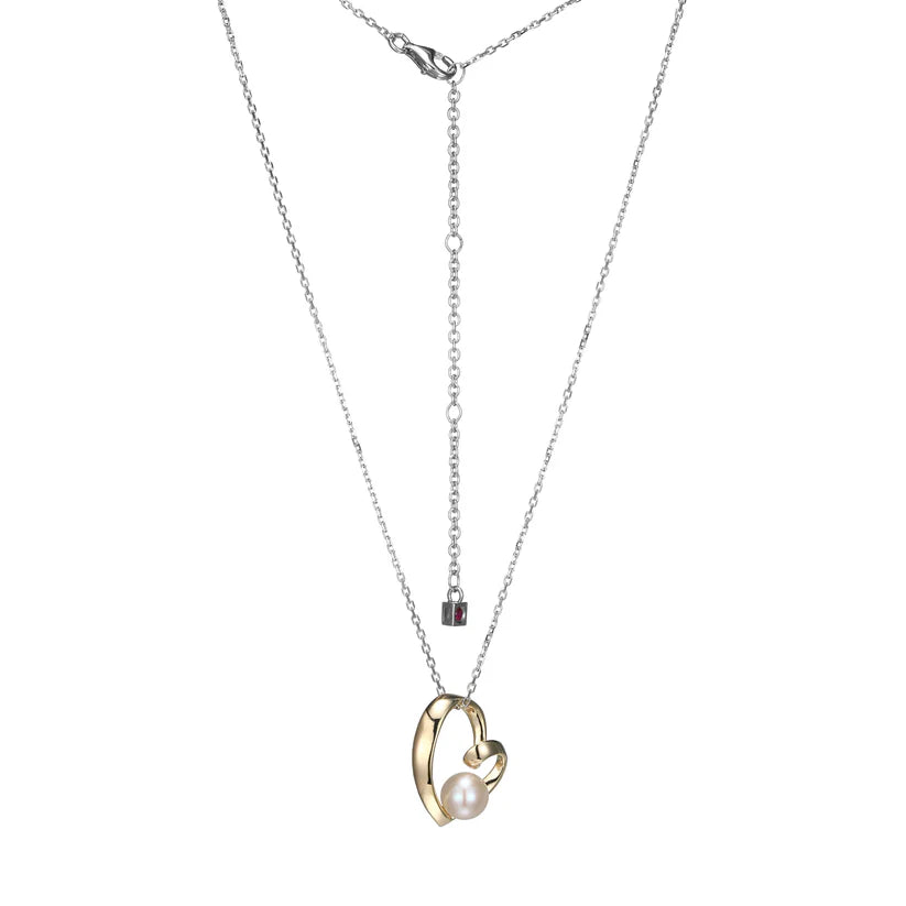 Elle Sterling Silver Fresh Water Pearl Heart Necklace