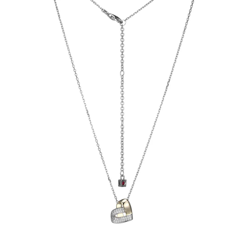 Elle Sterling Silver Heart Necklace with Cubic Zirconia