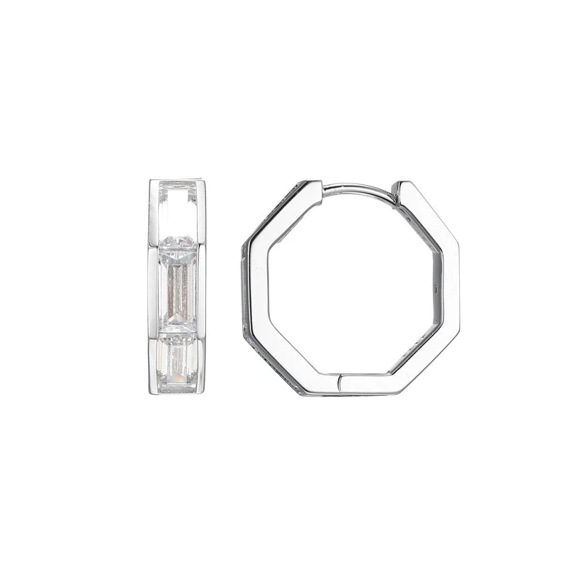 Elle Sterling Silver Baquette Hoop Earring