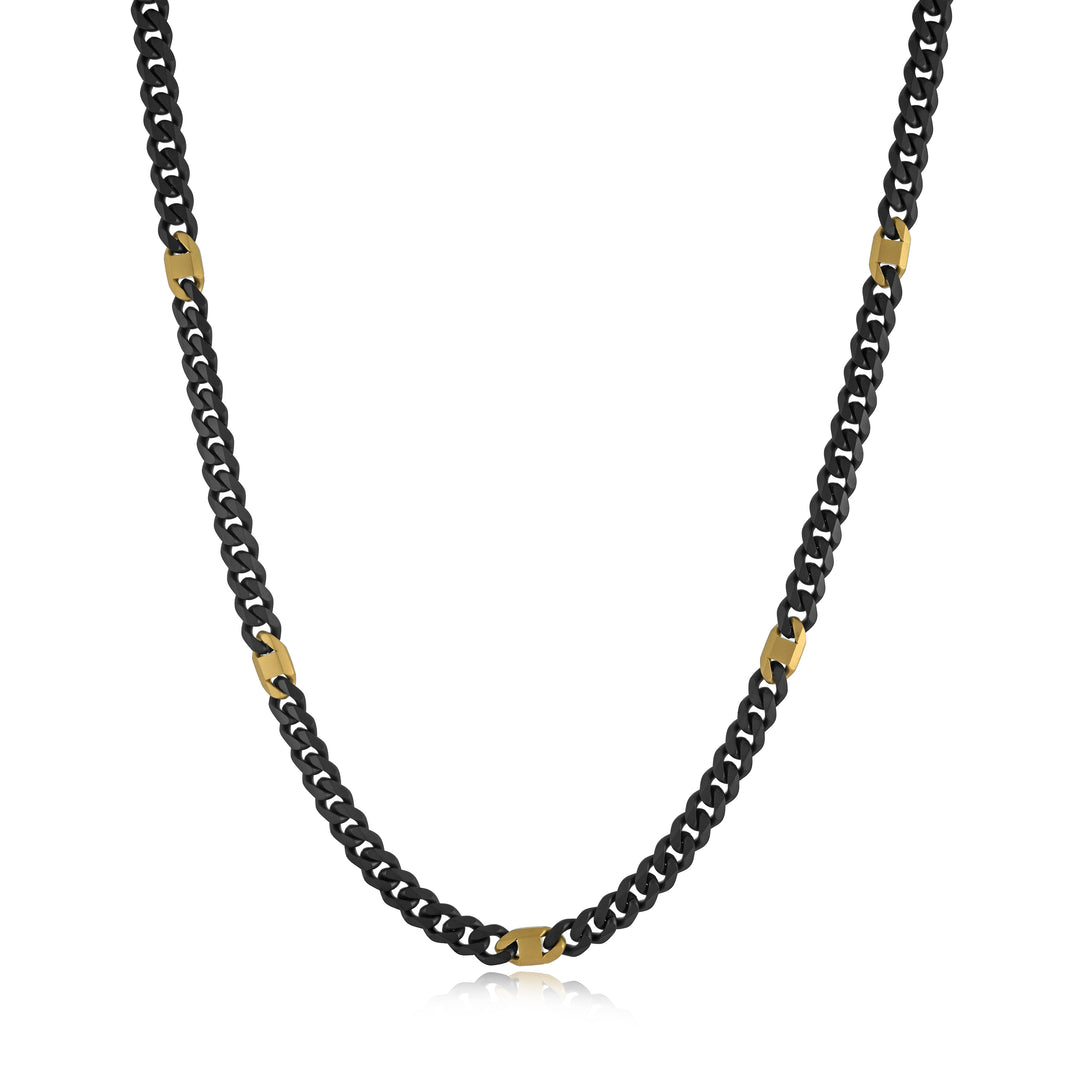 6mm Matte Black and Gold Curb Chain