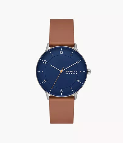 Skagen Riis Three-Hand Medium Brown Leather Watch |SKW6885