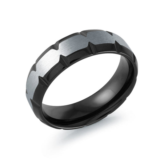 7mm Black-Ip Etched Steel Ring