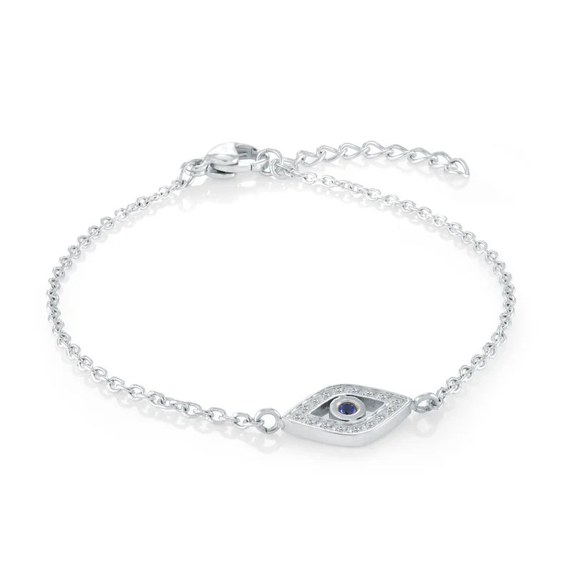 Italgem Evil Eye Blue Cz Adjustable Bracelet