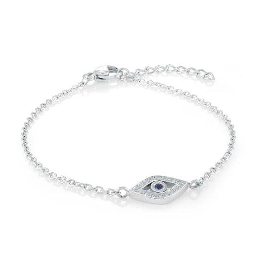 Italgem Evil Eye Blue Cz Adjustable Bracelet