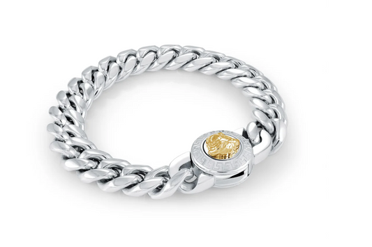 Stainless Steel Curb ID Medusa Head Bracelet