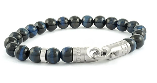 Italgem Stainless Steel Blue Beaded Clasp Bracelet