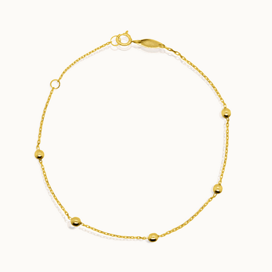 10K Yellow Gold Beaded Bracelet
