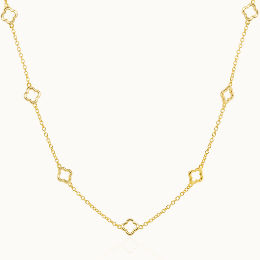 Sterling Silver Gold Plating Clover Necklace