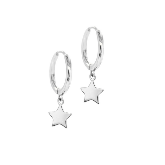 Sterling Silver Star Huggies