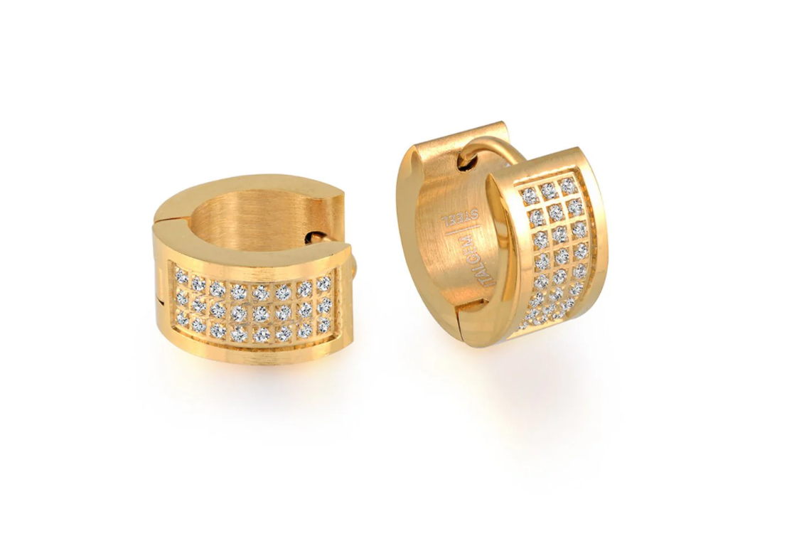 Italgem Stainless Steel Micro Pave CZ Huggies