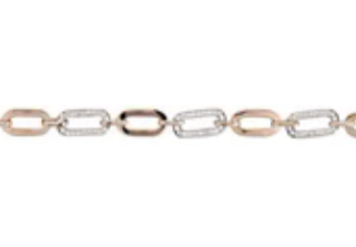 Two-Tone Rosegold Charm Bracelet with Cubic Zirconia