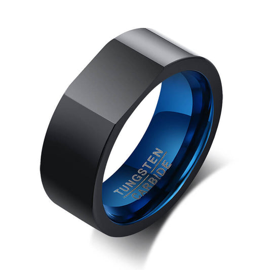 8mm Comfort Fit Black Tungsten Carbide Signet Ring