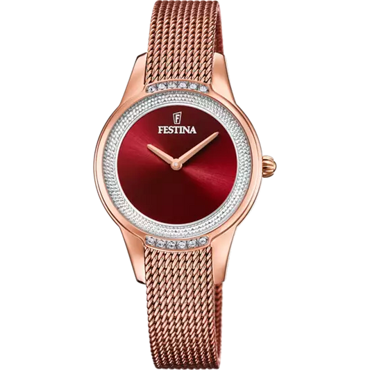 FESTINA MADEMOISELLE WATCH  RED STEEL STRAP | F20496/1