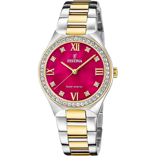 FESTINA SOLAR ENERGY SILVER & GOLD WITH RED DIAL | F20659/3