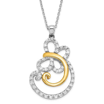 Sterling Silver and Gold-plated CZ Butterfly "Carefree" Necklace