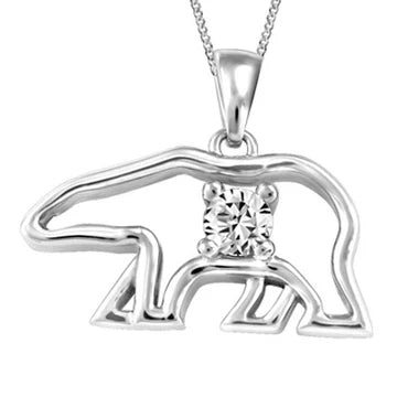 (0.38ct) 10K White Gold Bear Necklace with Canadian Diamond Pendant