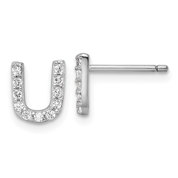 Sterling Silver Initial "U" Stud Earrings