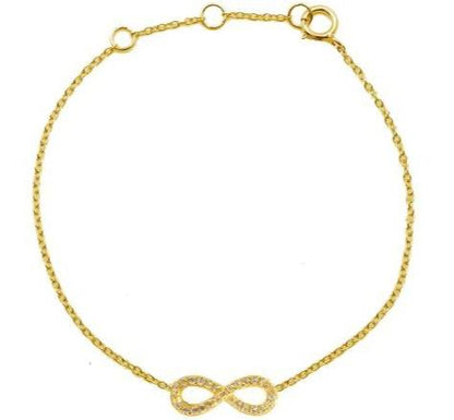 Sterling Silver Sideway Infinity Yellow Gold Plating Bracelet