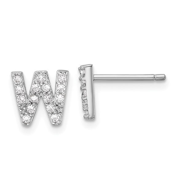 Sterling Silver Initial "W" Stud Earrings