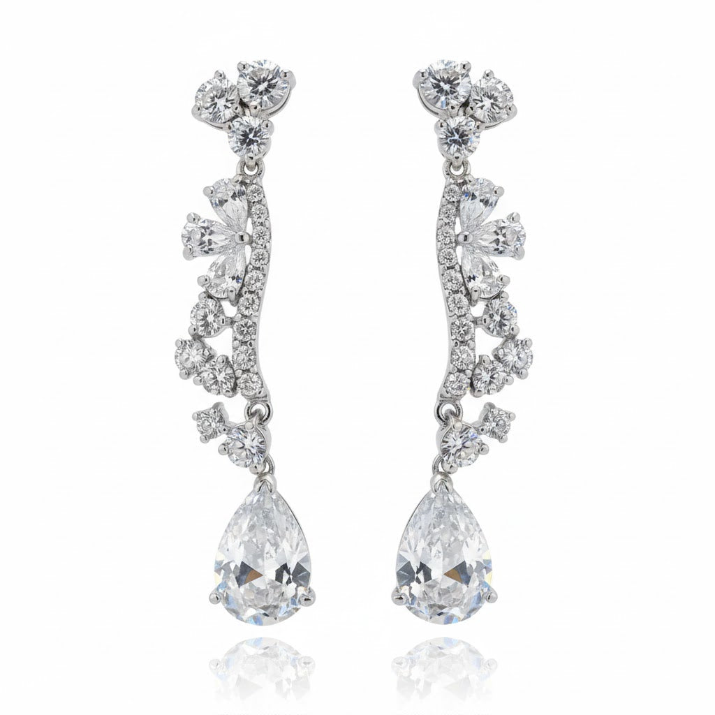 Sterling Silver Fancy Drop Earring