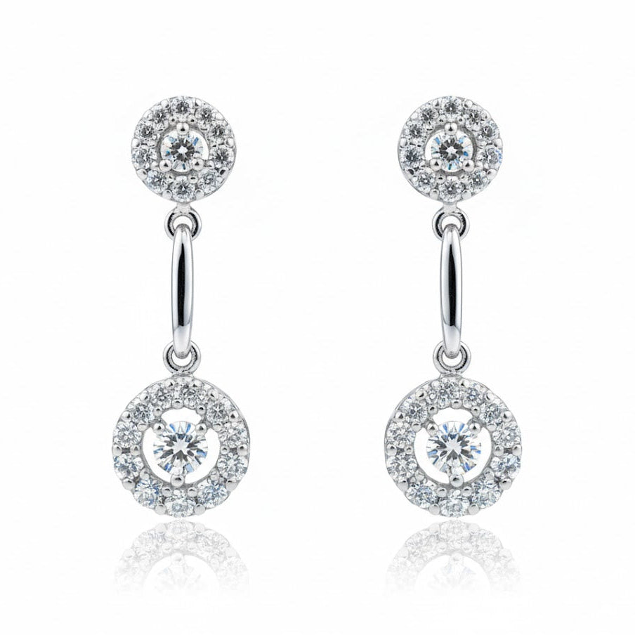 Sterling Silver Double Round Dangling Earring