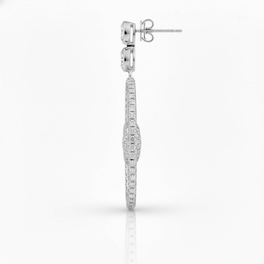 Sterling Silver Triple Oval  Earrings