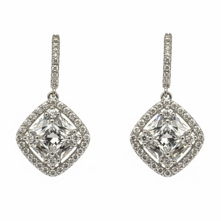 Sterling Silver Cushion cz Earring