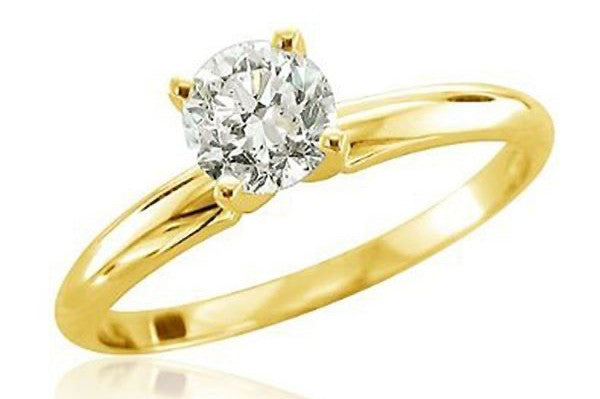 (0.10 Cttw) 14K Yellow Gold Solitare Ring