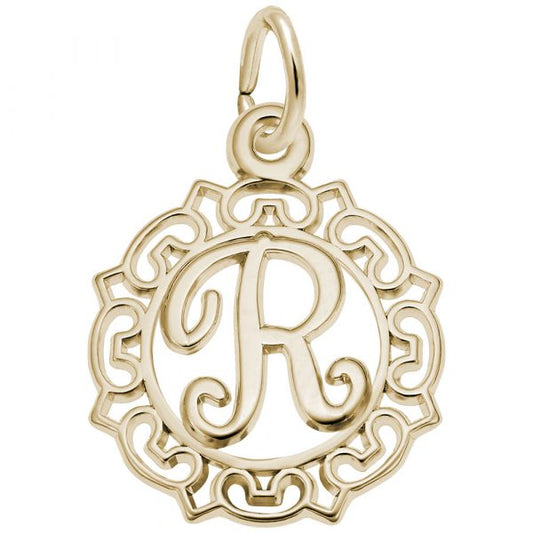 Rembrandt Charms Ornate Script Initial R Charm