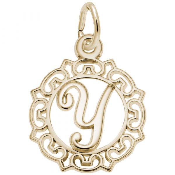 Rembrandt Charms Ornate Script Initial Y Charm