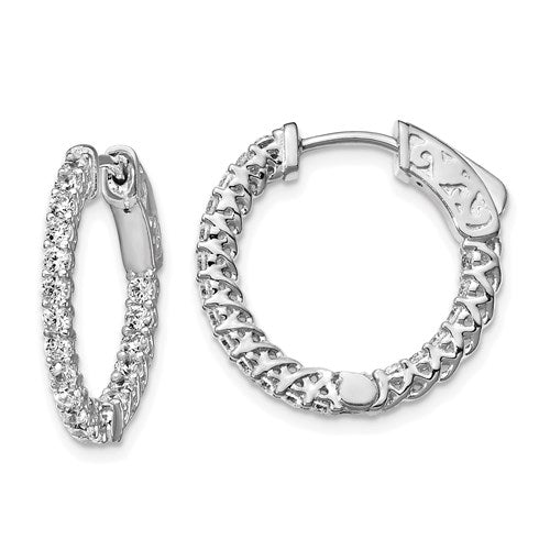 CZ Stones In And Out Round Hoop Earrings