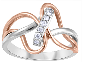 (0.10cttw)10K Rosegold and Whitegold Diamond Ring