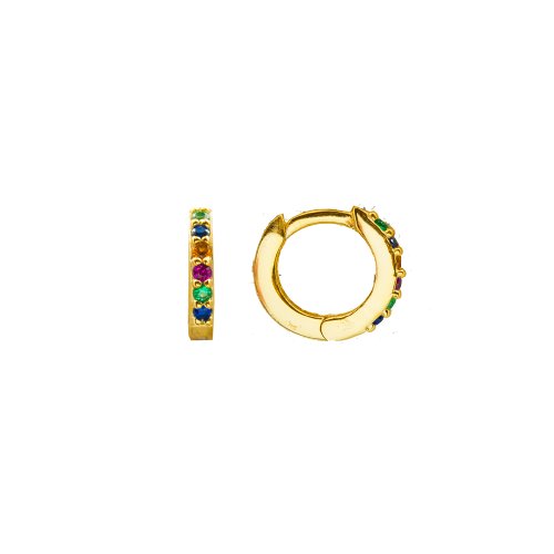 Sterling Silver Gold Plated MultiColor Huggies