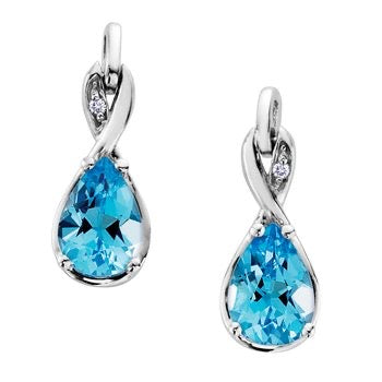 10k WhiteGold Blue Topaz Diamond Studs