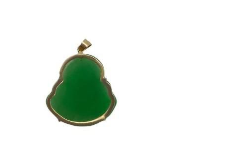 14k Yellowgold Jade Buddha Pendant