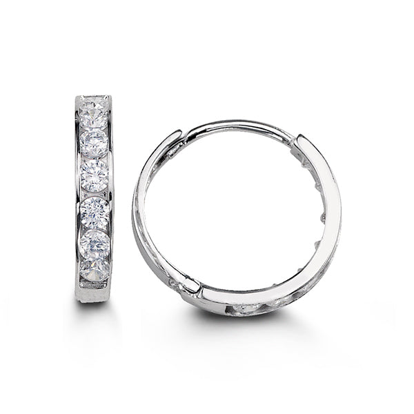 (12mm)WhiteGold  CZ Huggies