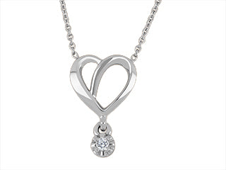 (.025cttw) Whitegold Heart Diamond Necklace