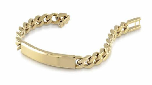 8mm Steel Gold Plated Curb Id bracelet