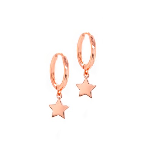 Sterling Silver Rosegold Star Huggies