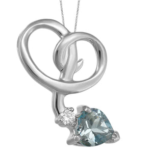 (0.24cttw) White gold Aquamarine and Diamond Necklace