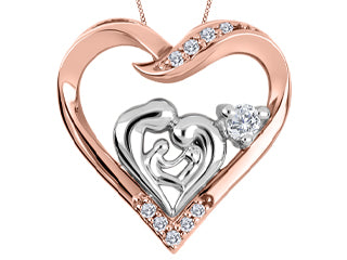 Whitegold and Rosegold Mother and Child Diamond Necklace