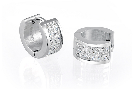 Italgem Stainless Steel Micro Pave CZ Huggies