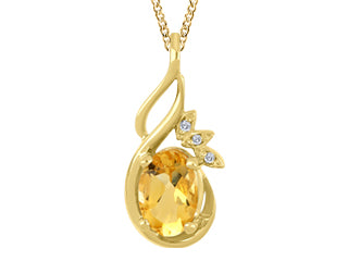 10K YellowGold Citrine and Diamond Necklace