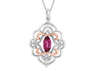 (0.005cttw) 10K Pink Topaz and Diamond Necklace