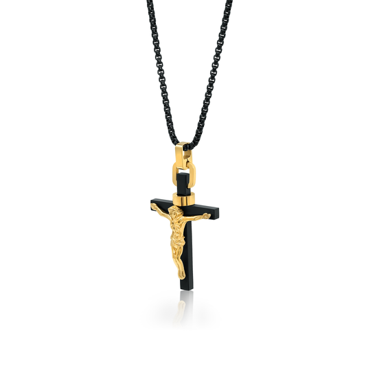 Stainless Steel Black Ion Crucifix Necklace