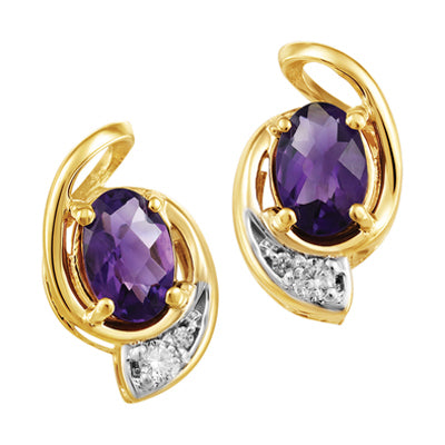 (0.50cttw)10k YellowGold Amethyst  Earrings with Canadian Diamond